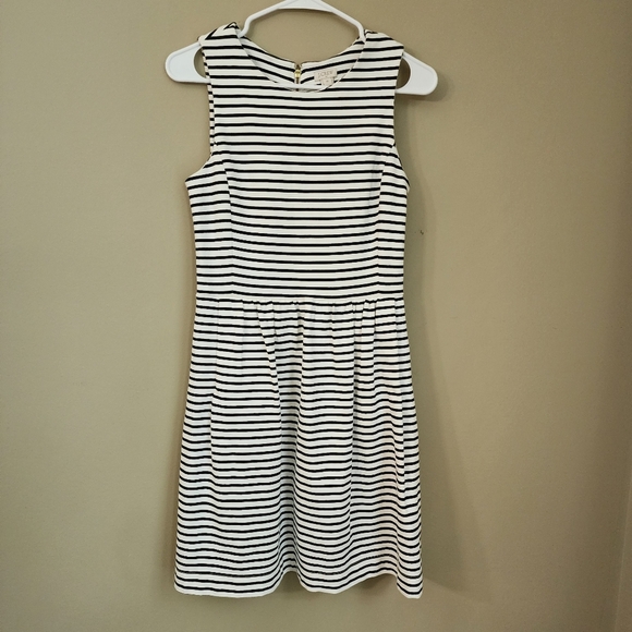 J.Crew Striped Black and White Sleeveless Dress Size XS  Front pockets - Picture 2 of 11